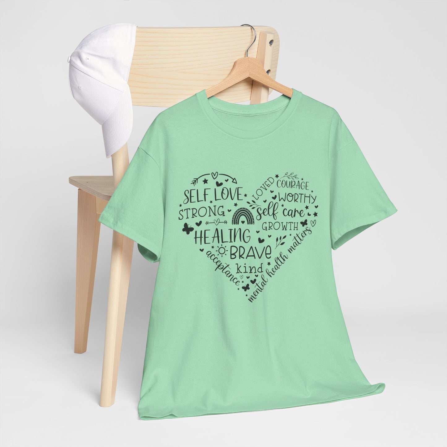 Inspirational Self-Love Unisex Heavy Cotton Tee - Mental Wellness & Courage Design