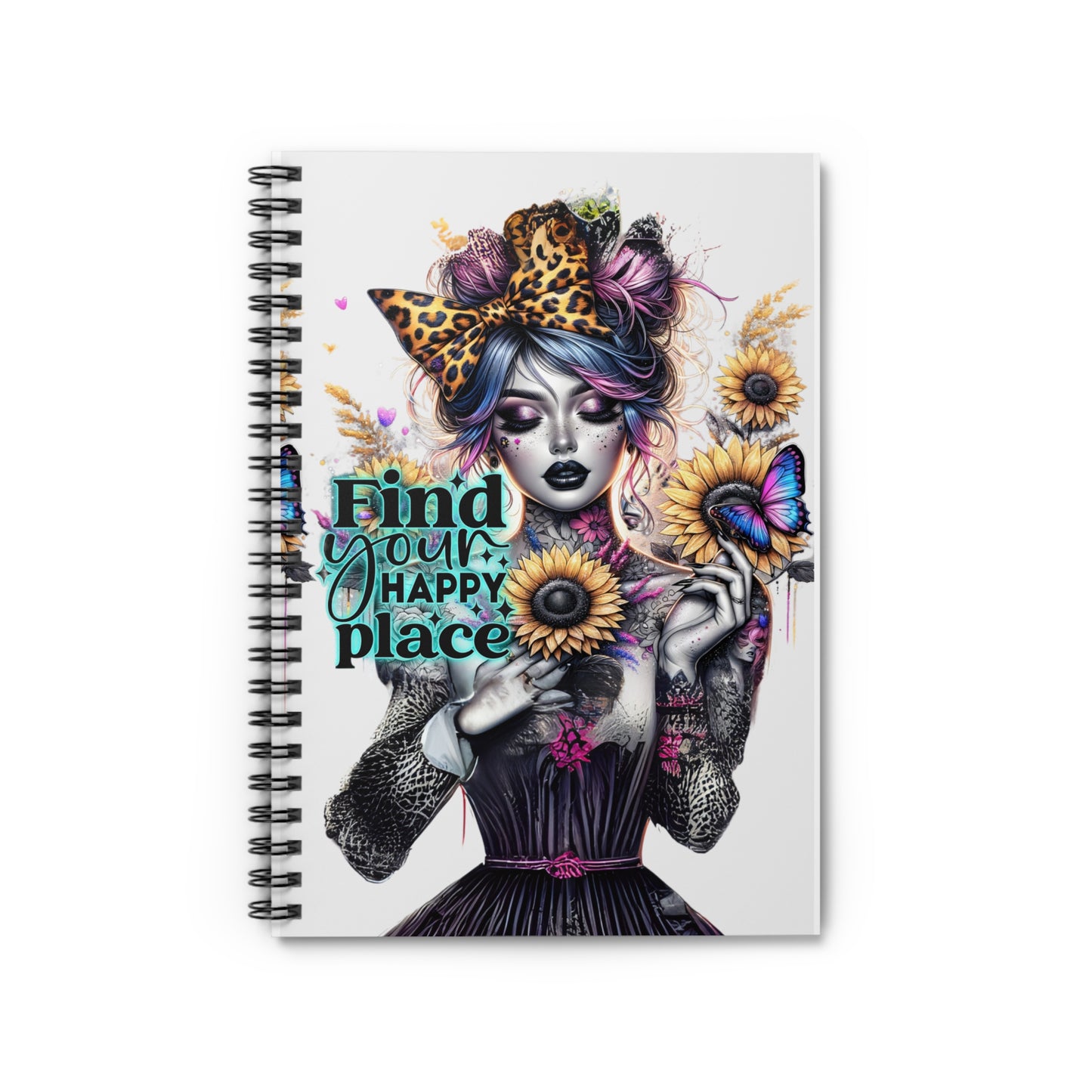 Find Your Happy Place Spiral Notebook - Aesthetic Design for Inspiration and Creativity