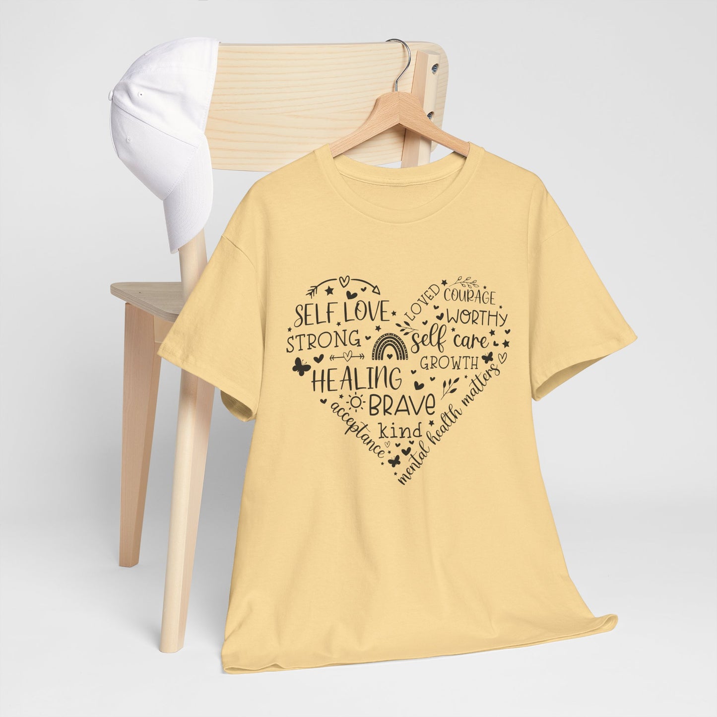 Inspirational Self-Love Unisex Heavy Cotton Tee - Mental Wellness & Courage Design