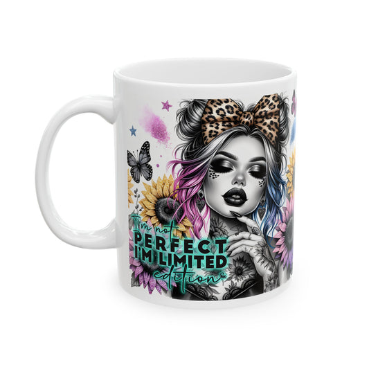 "I'm not perfect, I'm unlimited" Unique Floral Ceramic Mug