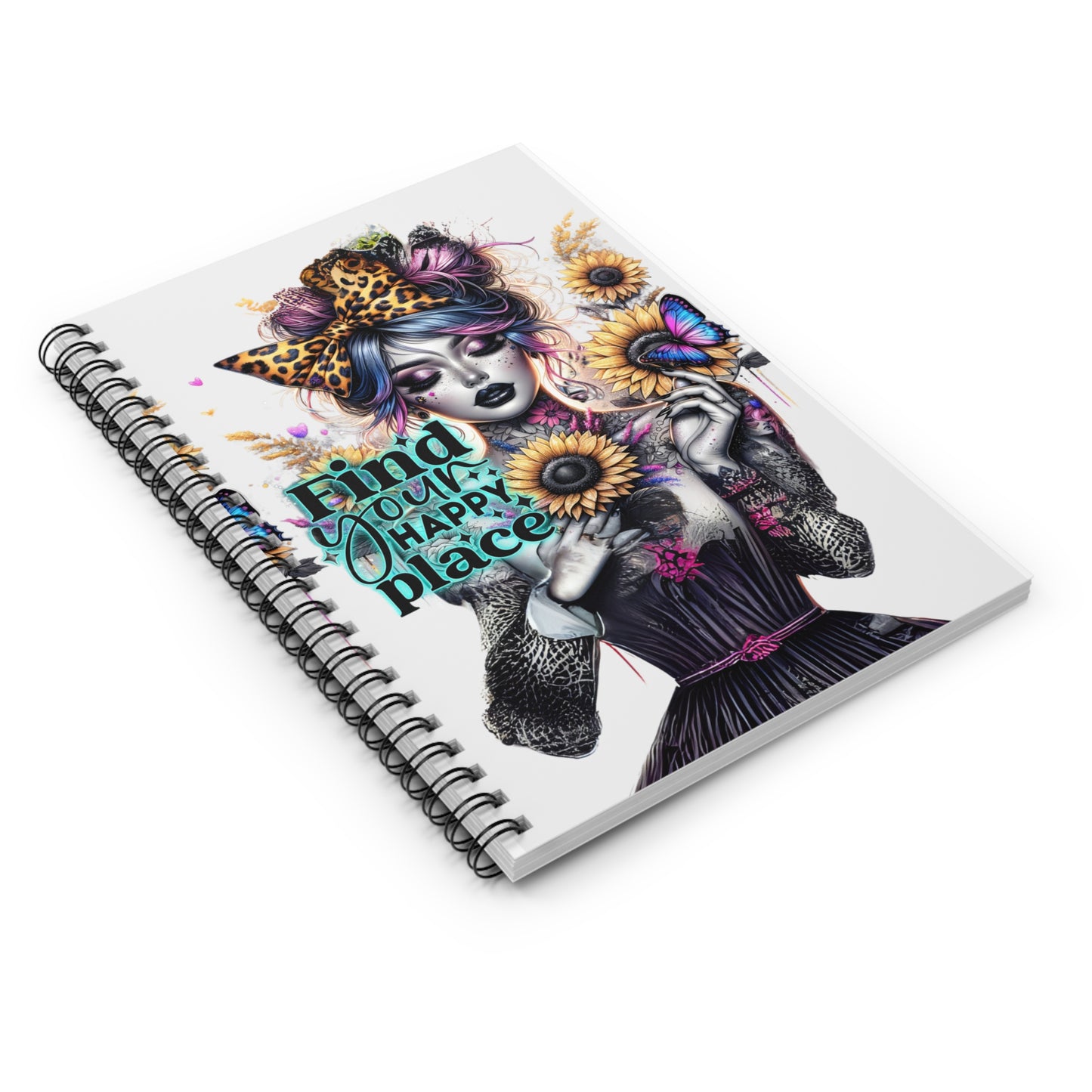 Find Your Happy Place Spiral Notebook - Aesthetic Design for Inspiration and Creativity