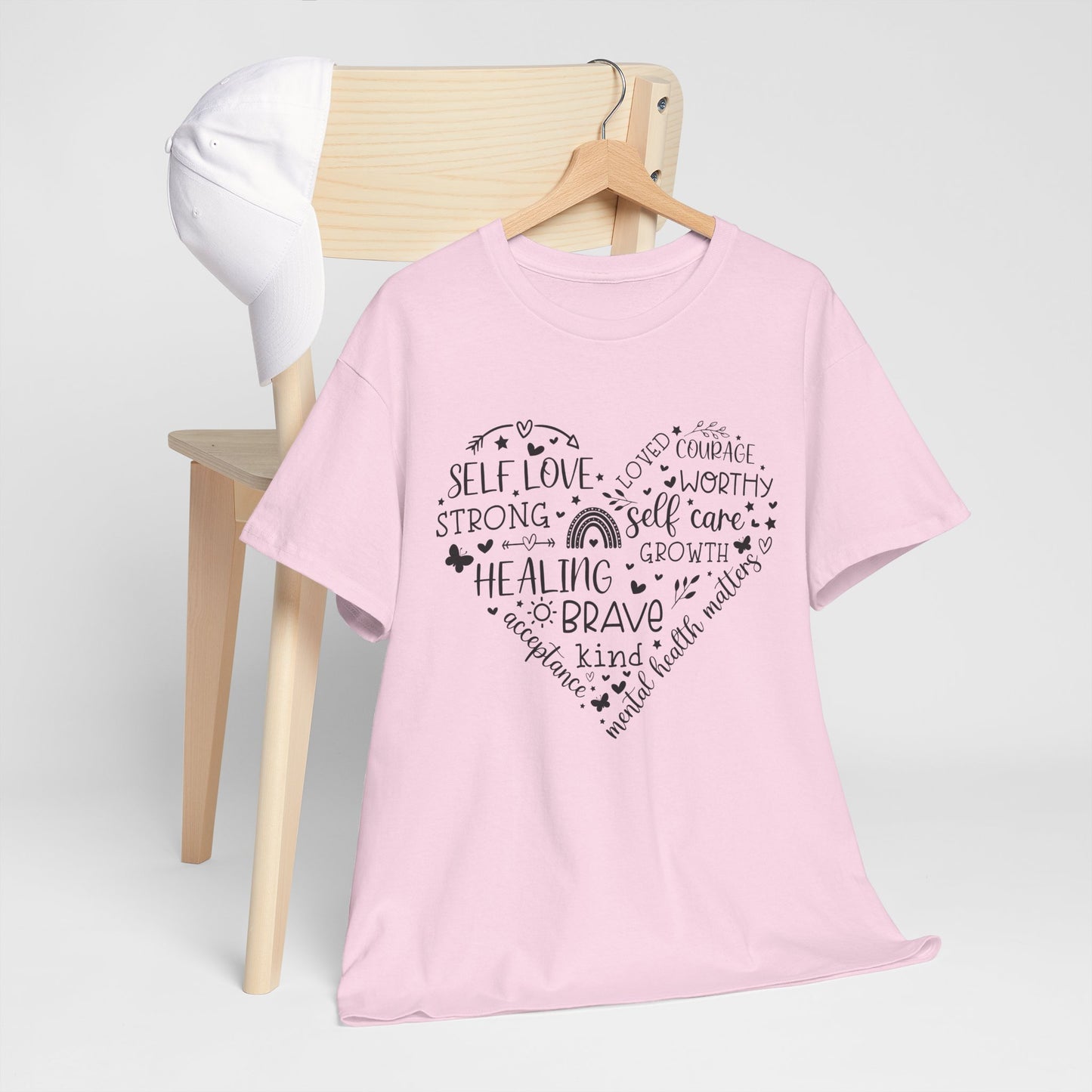 Inspirational Self-Love Unisex Heavy Cotton Tee - Mental Wellness & Courage Design