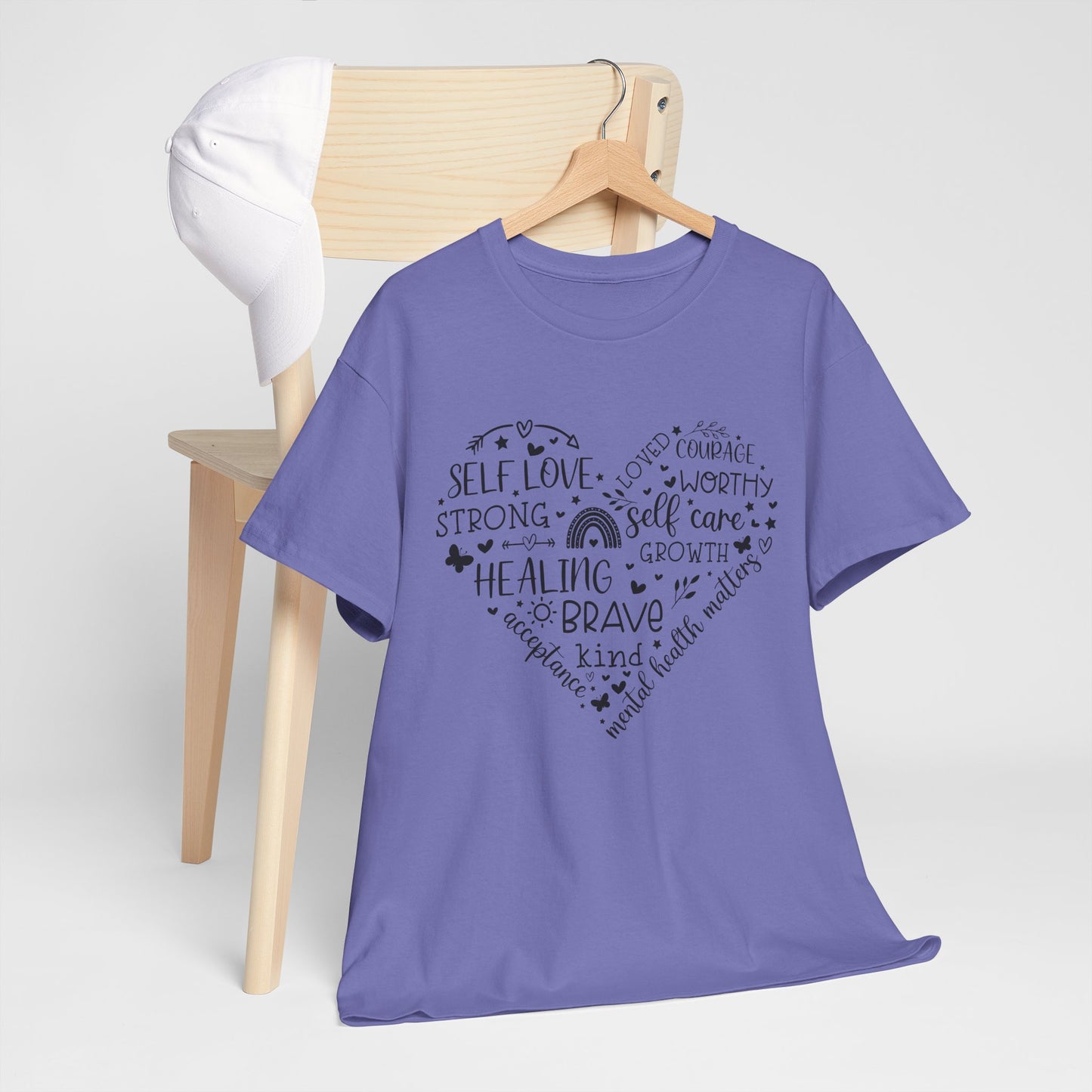 Inspirational Self-Love Unisex Heavy Cotton Tee - Mental Wellness & Courage Design