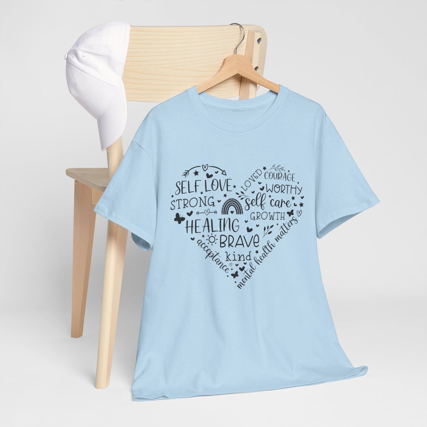 Inspirational Self-Love Unisex Heavy Cotton Tee - Mental Wellness & Courage Design