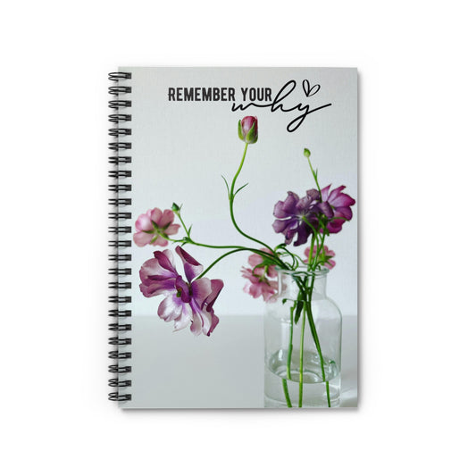 Floral Inspirational Spiral Notebook - "Remember Your Why"