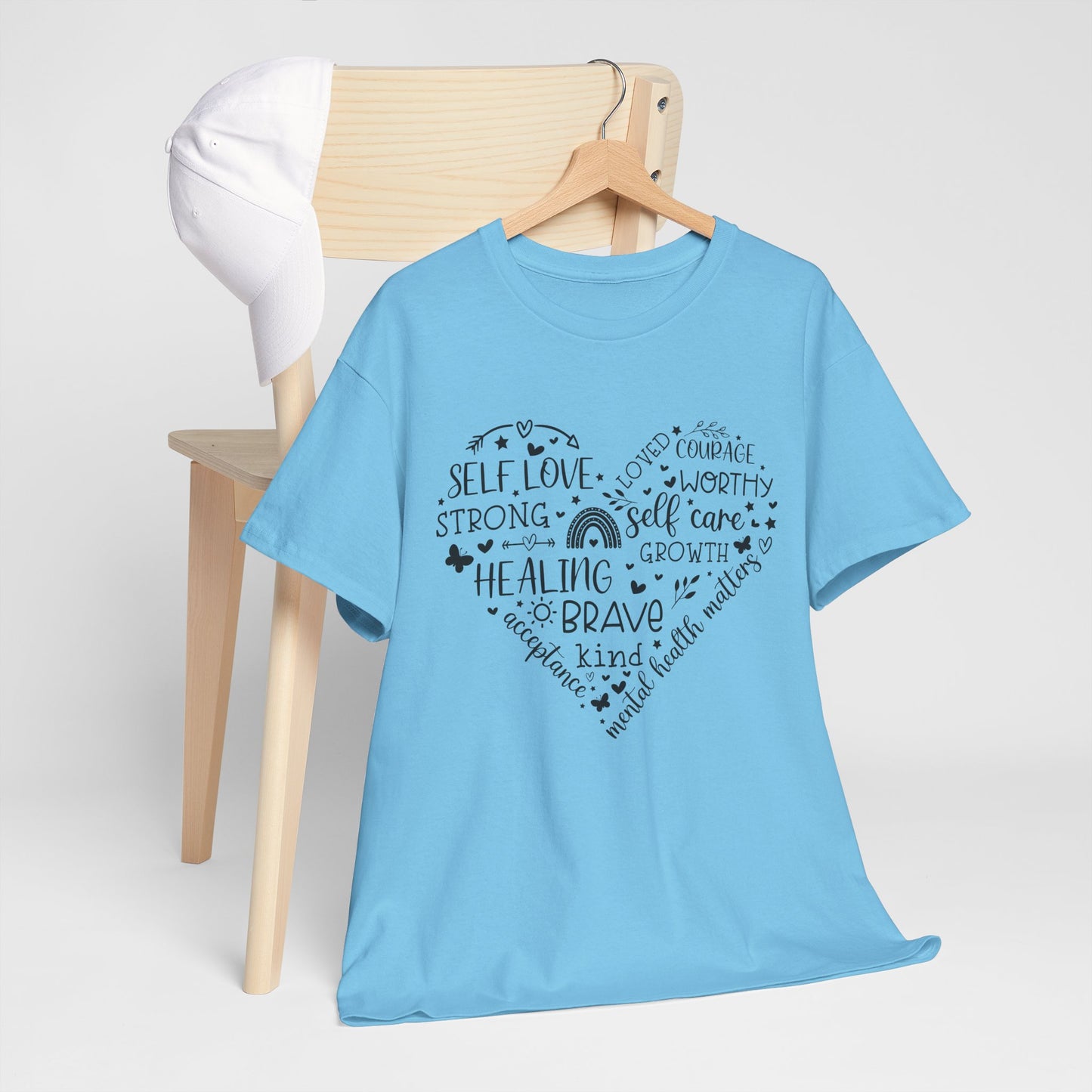 Inspirational Self-Love Unisex Heavy Cotton Tee - Mental Wellness & Courage Design