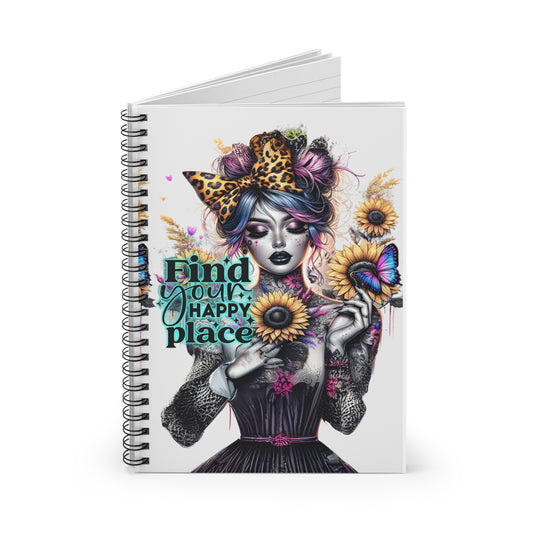 Find Your Happy Place Spiral Notebook - Aesthetic Design for Inspiration and Creativity