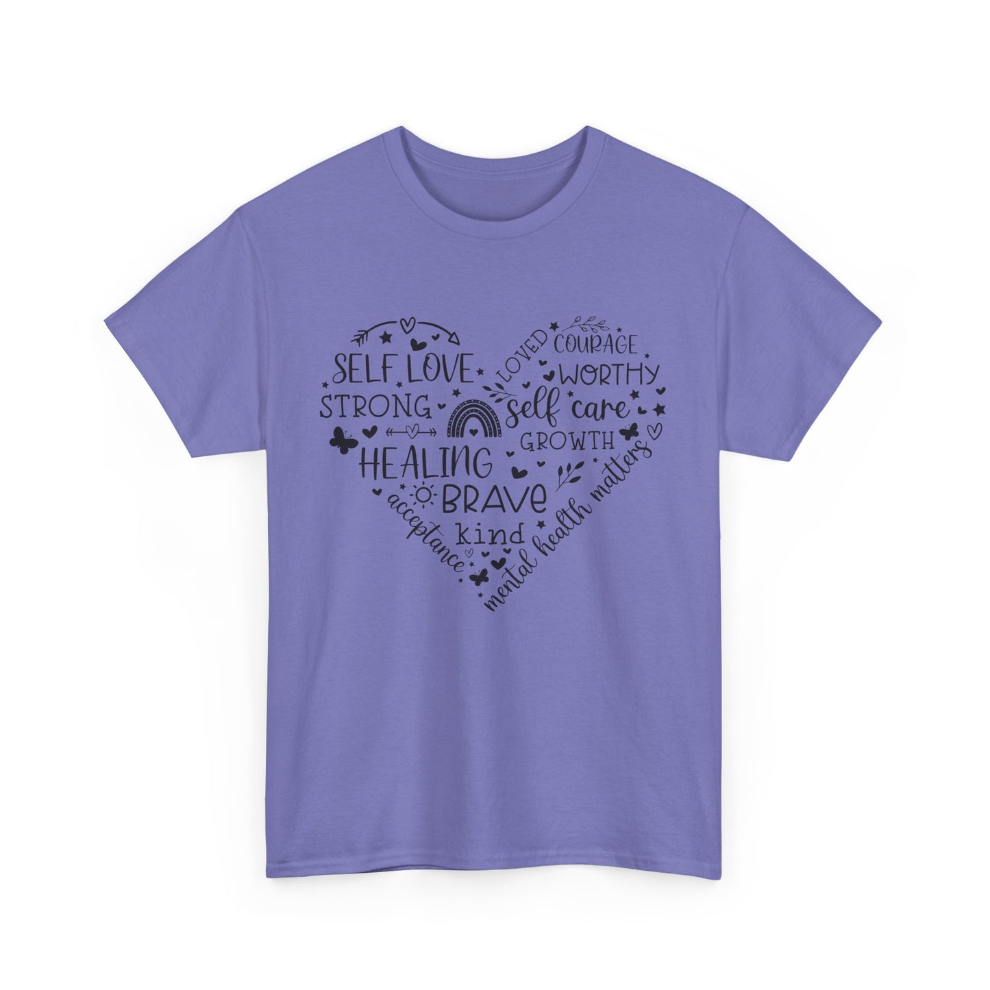 Inspirational Self-Love Unisex Heavy Cotton Tee - Mental Wellness & Courage Design