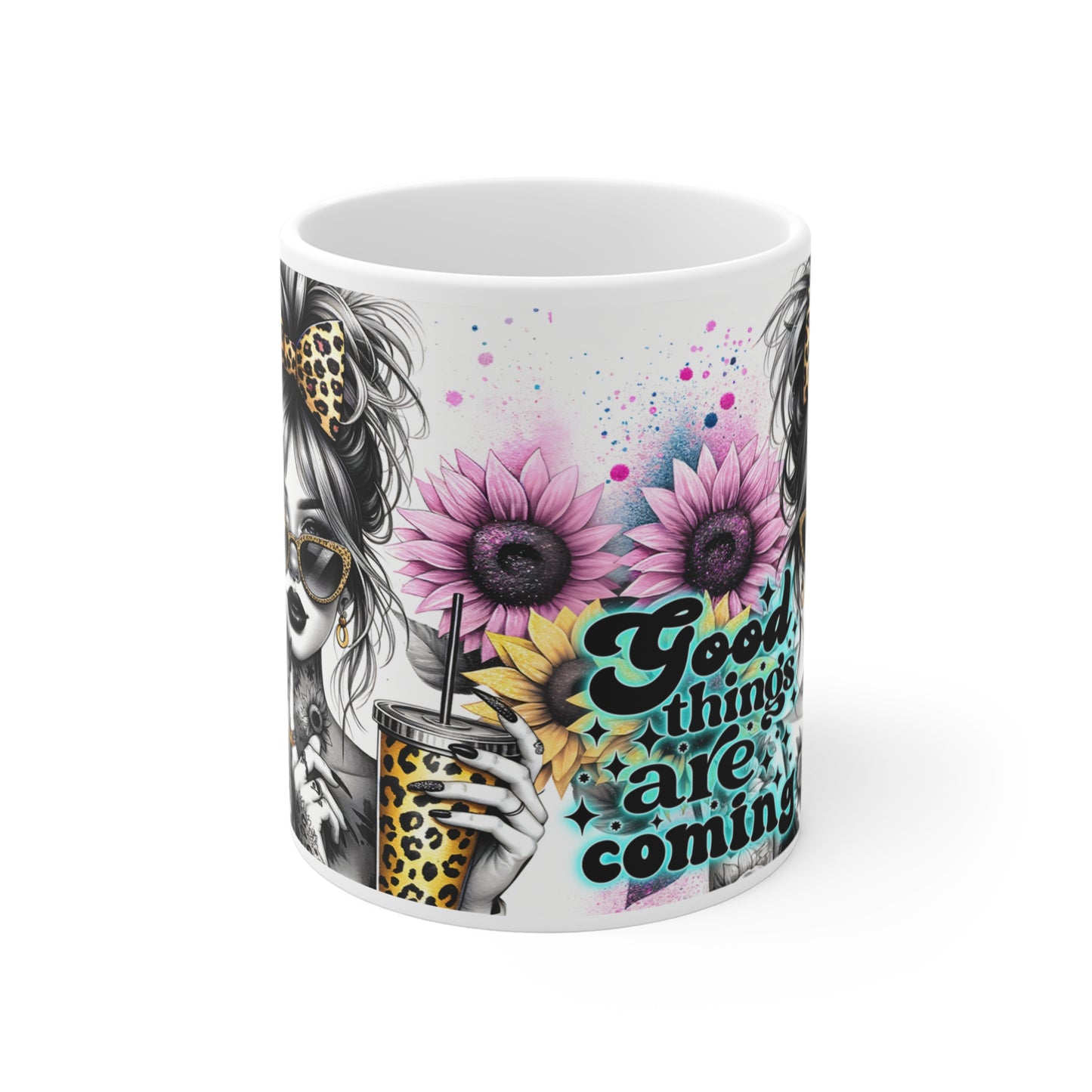 Good Things Are Coming Inspirational Mug – 11oz Floral Design