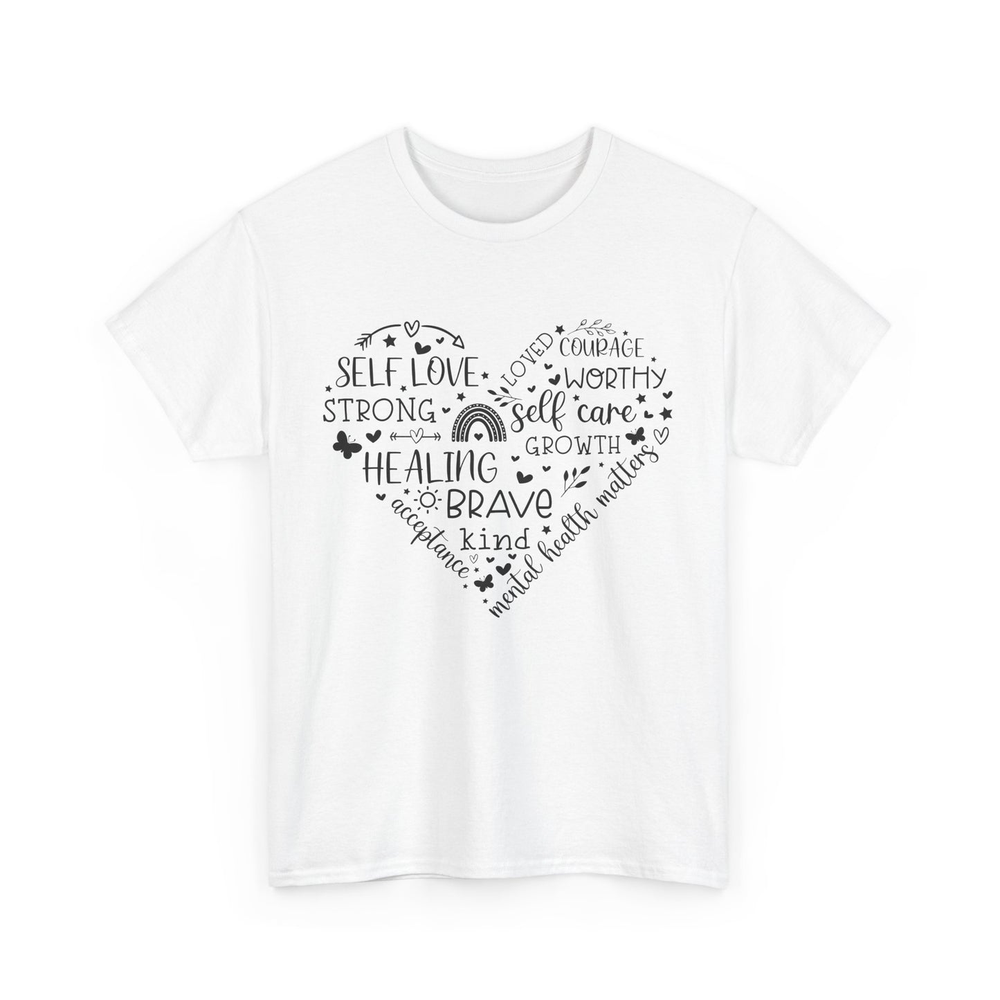 Inspirational Self-Love Unisex Heavy Cotton Tee - Mental Wellness & Courage Design