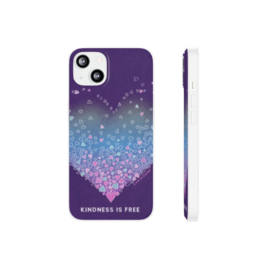 Kindness is Free Heart Flexi Phone Case - Vibrant, Colorful Design for Positive Vibes